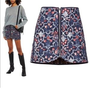 Isabel Etoile Marant Marily Reversible Floral Quilted Zip Linen Mini Skirt